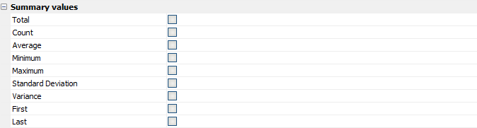 Available summary values